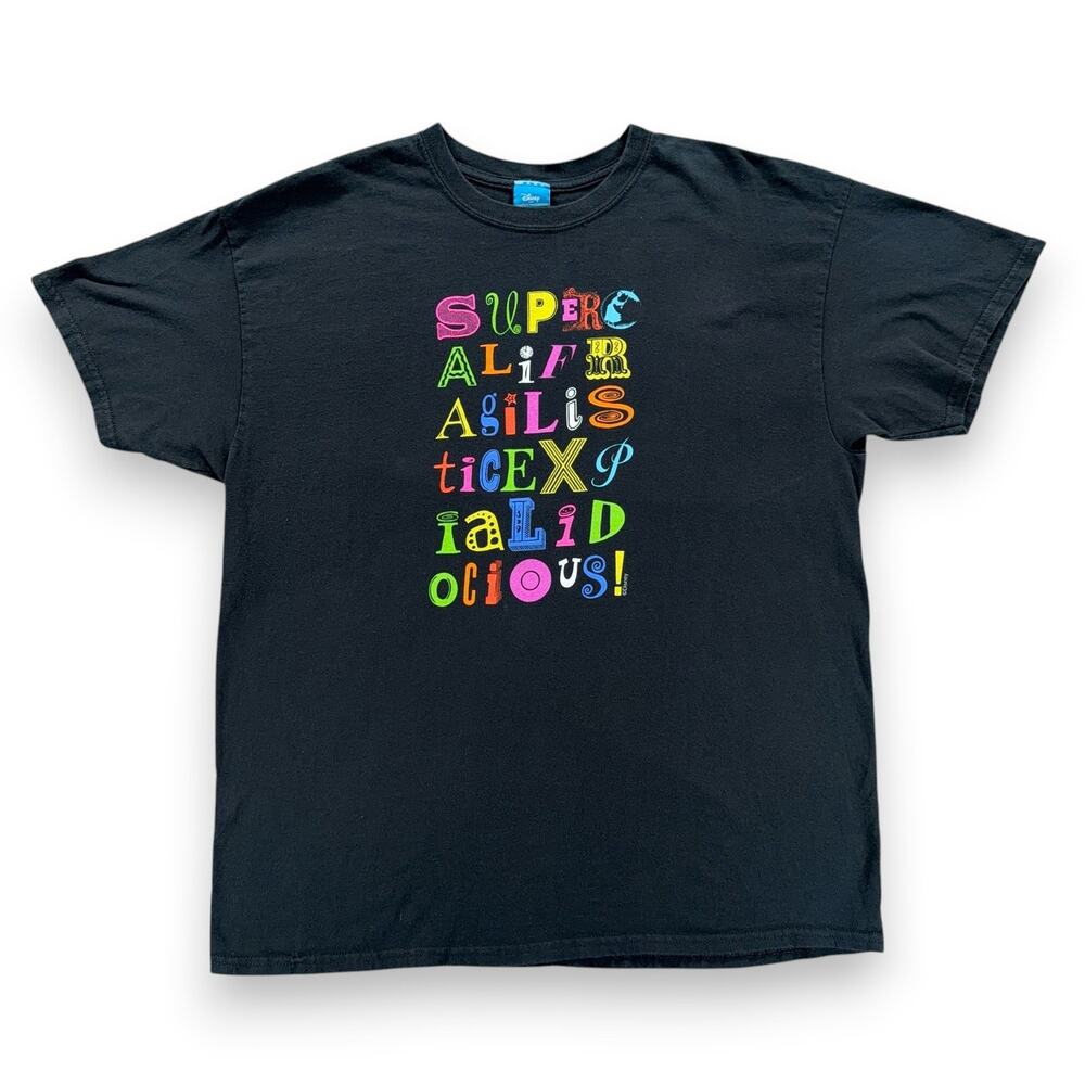 Mary Poppins Shirt Adult EXTRA LARGE Black Supercalifragilisticexpialidocious